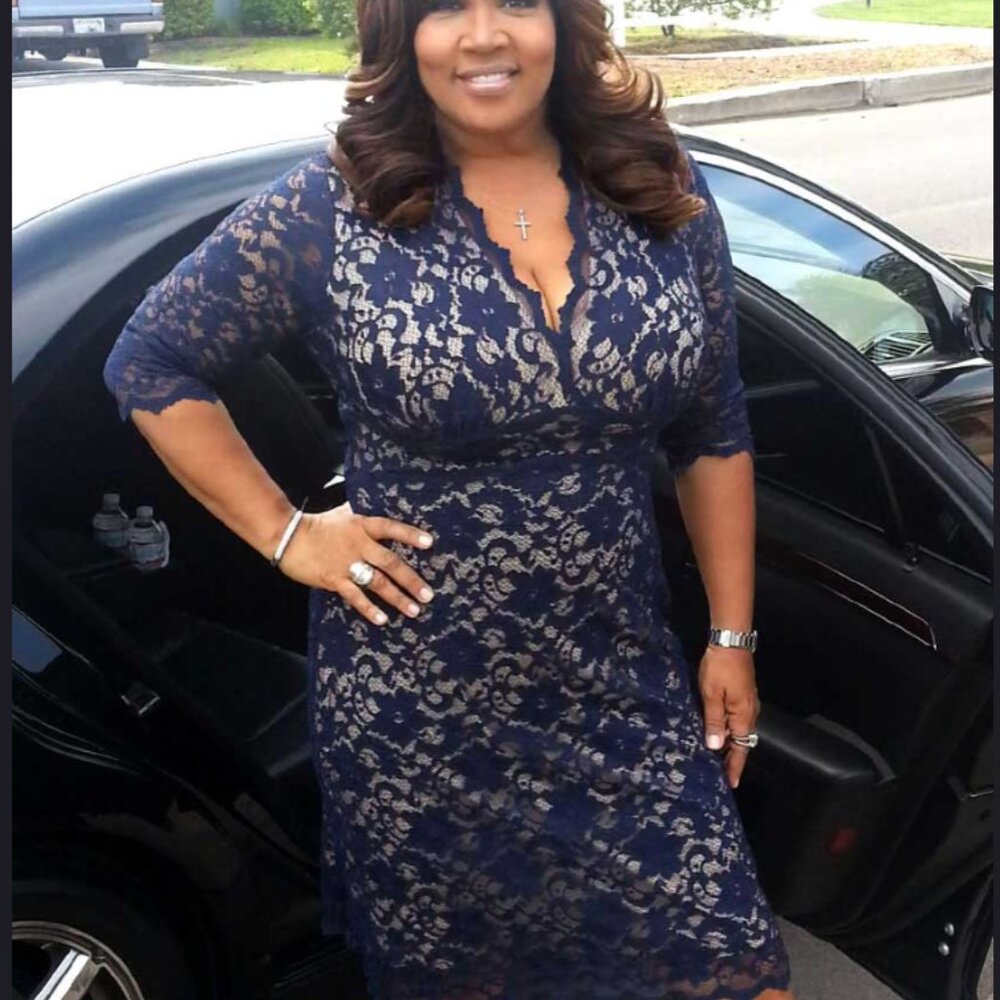 Kiyonna Navy Blue Lace Dress – Retro Style